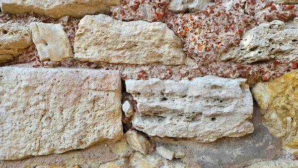 Textur Der Alten Verwitterten Steinmauer Aus Nächster Nähe — Stockfoto