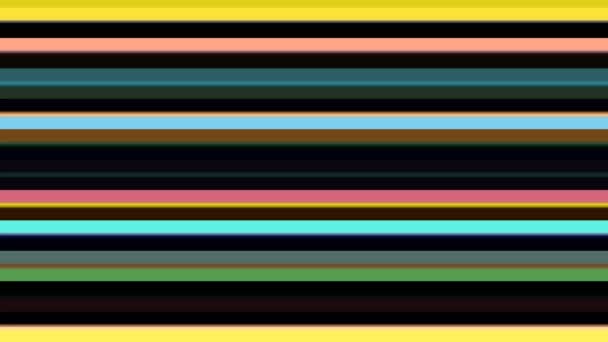 Moving Flickering Colorful Horizontal Stripes Pattern Black Background — Stock Video