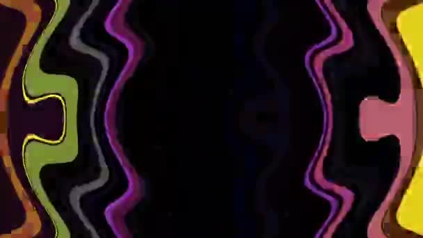 在黑色背景上移动和闪烁的抽象波状多色图案 — 图库视频影像