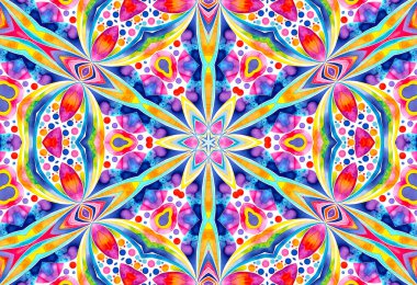 Çeşitli şekillerde parlak renkli suluboya ile arkaplan, tasarım için soyut eşmerkezli desen