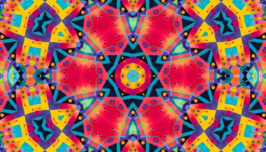 Parlak renkli soyut kaleydoskopik desen, tasarım için arkaplan