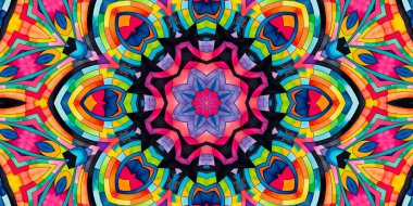 Tasarım için renkli soyut kaleydoskopik desenli parlak çokrenkli arkaplan