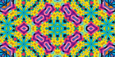 Tasarım için renkli soyut kaleydoskopik desenli parlak çokrenkli arkaplan