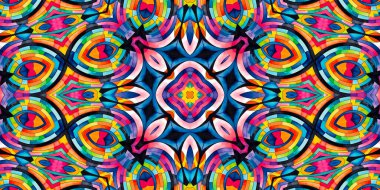 Tasarım için renkli soyut kaleydoskopik desenli parlak çokrenkli arkaplan