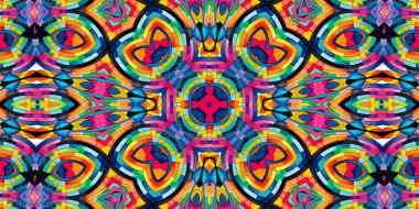 Tasarım için renkli soyut kaleydoskopik desenli parlak çokrenkli arkaplan