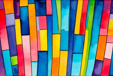 Parlak renkli çizgili ve dikdörtgenli arkaplan, tasarım için soyut desen