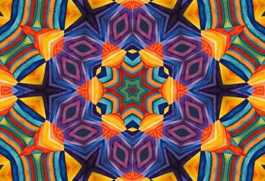 Tasarım için soyut desenli parlak çok renkli kaleydoskopik arkaplan