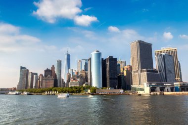 New York City, New York, ABD 'deki Manhattan şehir manzarasının panoramik görüntüsü