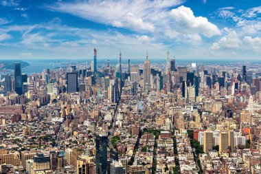 New York City, New York, ABD 'de Manhattan' ın panoramik hava manzarası