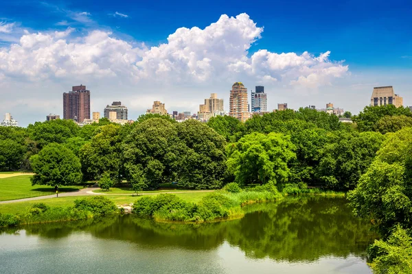 Panoramic View Manhattan Cityscape Turtle Pond Central Park New York — Stock Photo, Image
