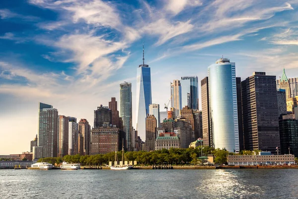 Panoramisch Uitzicht Manhattan Stadsgezicht New York City Bij Zonsondergang Verenigde — Stockfoto