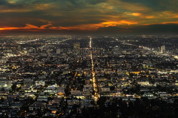 Panoramic Aerial View Los Angeles Night California Usa — Stock Photo, Image