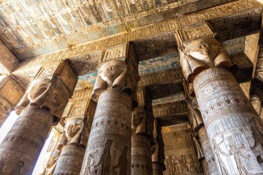 Interior of Dendera temple in a sunny day, Luxor, Egypt
