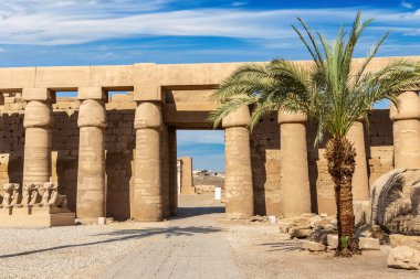 Karnak Tapınağı güneşli bir günde, Luxor, Mısır