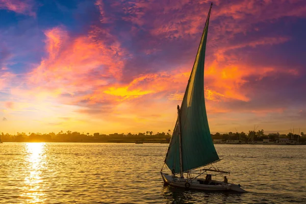 Sailboat Nile Sunset Summer Evening — Foto Stock