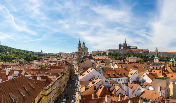Panoramik Hava Görünümünde Prag Bir Güzel Yaz Günü Çek Cumhuriyeti — Stok fotoğraf