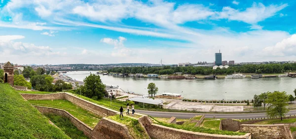 Paisaje Urbano Belgrado Desde Río Sava Serbia Hermoso Día Verano — Foto de Stock