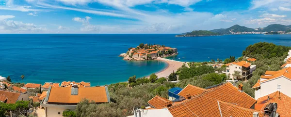 Bir Güzel Yaz Günü Karadağ Budva Nın Sveti Stefan Adası — Stok fotoğraf