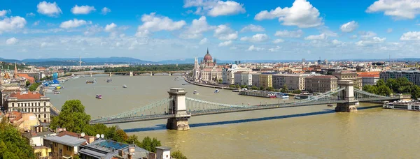 Panoramautsikt Över Budapest Och Donau Floden Vacker Sommardag — Stockfoto