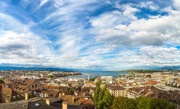 Panoramiczne Ptaka Piękny Letni Dzień Szwajcaria Genewa — Zdjęcie stockowe