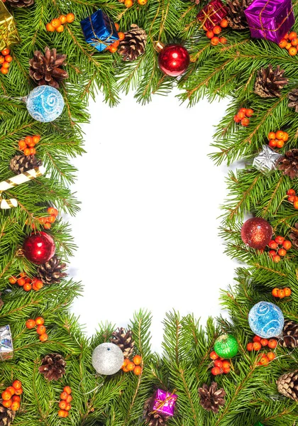 Vánoční Pozadí Míčky Dekorace Izolované Bílém Pozadí — Stock fotografie