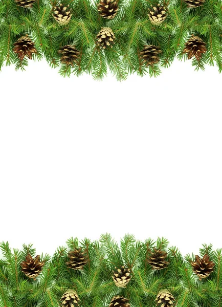 Χριστουγεννιάτικο Πράσινο Πλαίσιο Απομονωμένο Λευκό Φόντο — Φωτογραφία Αρχείου
