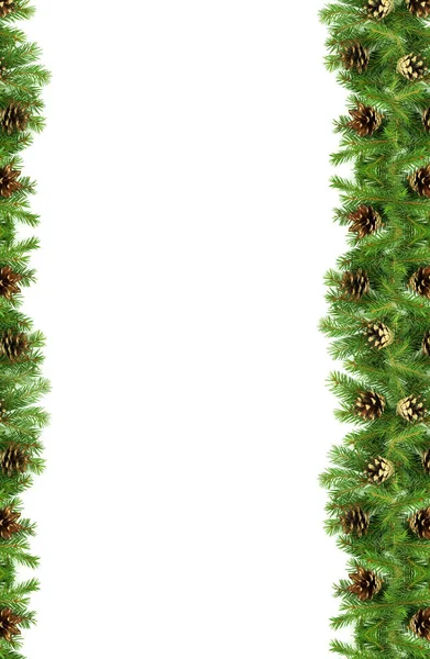 Boże Narodzenie Zielone Ramy Izolowane Białym Tle — Zdjęcie stockowe