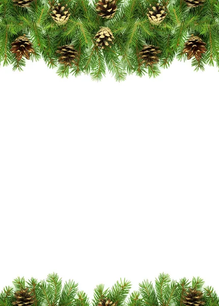 Boże Narodzenie Zielone Ramy Izolowane Białym Tle — Zdjęcie stockowe
