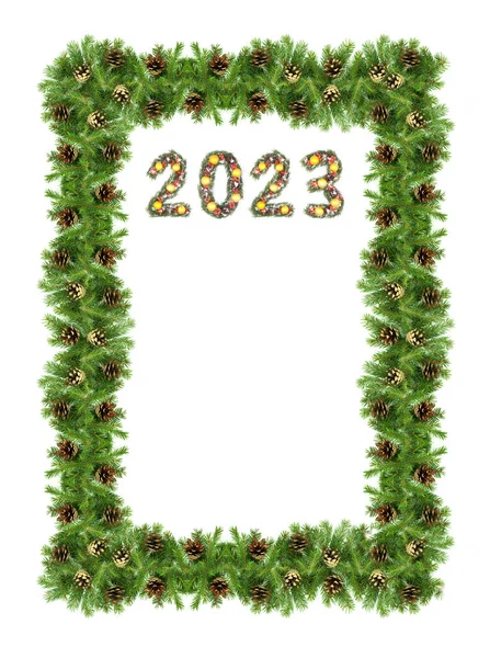 크리스마스 2023 크리스마스 나뭇가지가 배경에 분리되어 만들어 — 스톡 사진