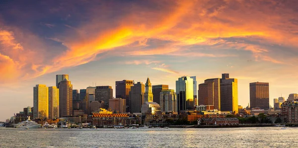 stock image Panorama of  Boston cityscape at sunset, USA