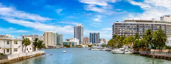 stock image Panorama of  Residential buildings in Miami Beach in a sunny day, Florida, USA