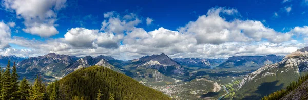 Panorama Miasta Banff Dolinie Bow Parku Narodowym Banff Canadian Rockies — Zdjęcie stockowe