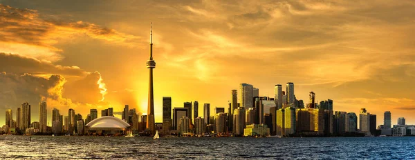 Panorama Van Toronto Skyline Bij Zonsondergang Ontario Canada — Stockfoto