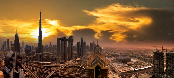 Flygfoto Över Centrala Dubai Sommarnatt Förenade Arabemiraten — Stockfoto