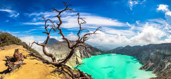 活火山の火口のパノラマ伊集院島 ジャワ島 インドネシア — ストック写真