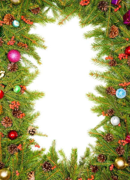 Joulun Tausta Pallot Koristeet Eristetty Valkoisella Taustalla — kuvapankkivalokuva