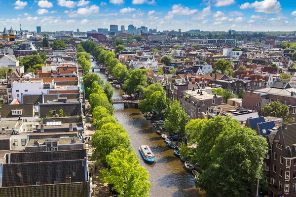 Panoramic Aerial View Amsterdam Beautiful Summer Day Netherlands — Stock Photo, Image