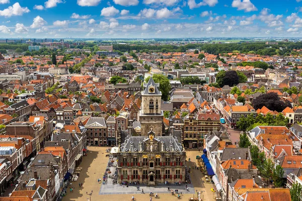Panoramic Aerial View Delft Beautiful Summer Day Netherlands — Stock Photo, Image