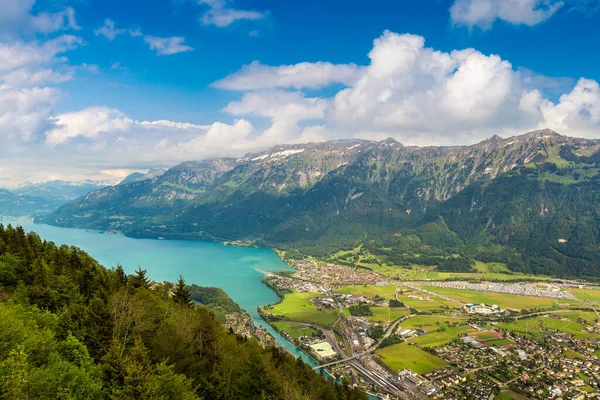 Pemandangan Panorama Interlaken Musim Panas Yang Indah Swiss — Stok Foto