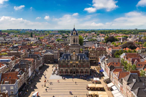 Panoramik Hava Görünümünde Delft Bir Güzel Yaz Günü Hollanda — Stok fotoğraf