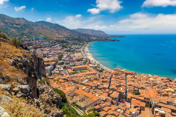 Vista Aérea Cefalu Sicília Itália Belo Dia Verão — Fotografia de Stock