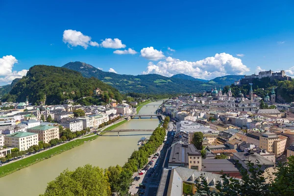 Panorama Pemandangan Udara Dari Katedral Salzburg Austria Hari Yang Indah — Stok Foto