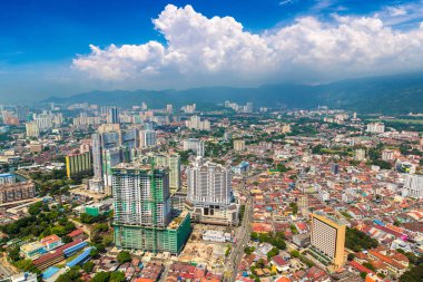 Georgetown, Penang Adası, Malezya 'nın panoramik hava manzarası