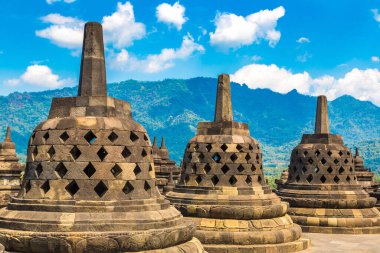 Yogyakarta şehri yakınlarındaki Buddist tapınağı Borobudur, Orta Java, Endonezya