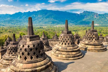 Yogyakarta şehri yakınlarındaki Buddist tapınağı Borobudur, Orta Java, Endonezya