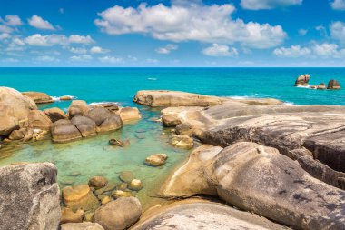 Hin Ta ve Hin Yai Kayalıkları Samui sahilinde, Tayland 'da