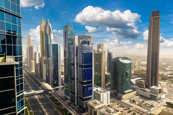 Vista Aérea Del Centro Dubai Día Verano Emiratos Árabes Unidos —  Fotos de Stock