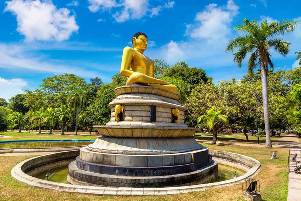 Colombo, Sri Lanka 'daki Viharamahadevi parkında oturan dev Buda.