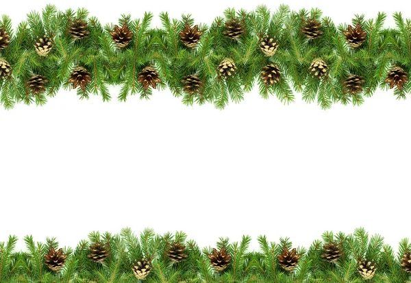 Karácsonyi Zöld Keret Elszigetelt Fehér Háttér — Stock Fotó
