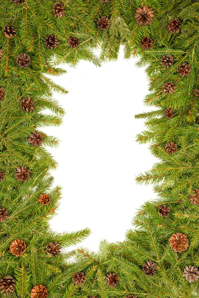 Рождественский Фон Конусами Изолированы Белом — стоковое фото